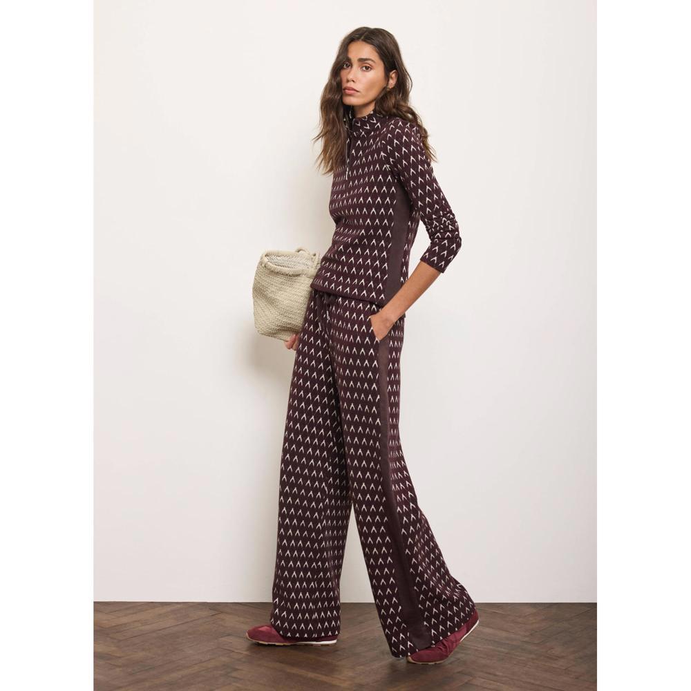 Mint Velvet Jacquard Wide Leg Trousers